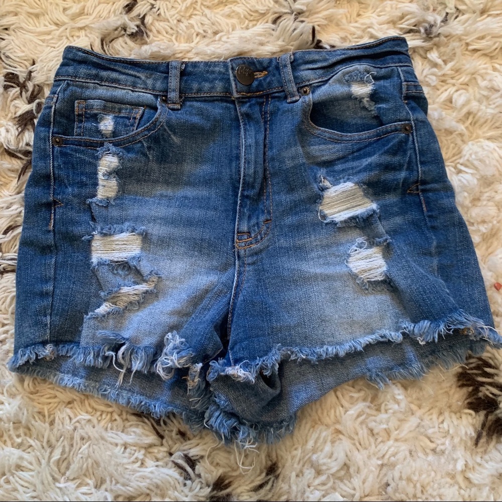 Aeropostale Distressed High Waisted Jean Shorts- 2